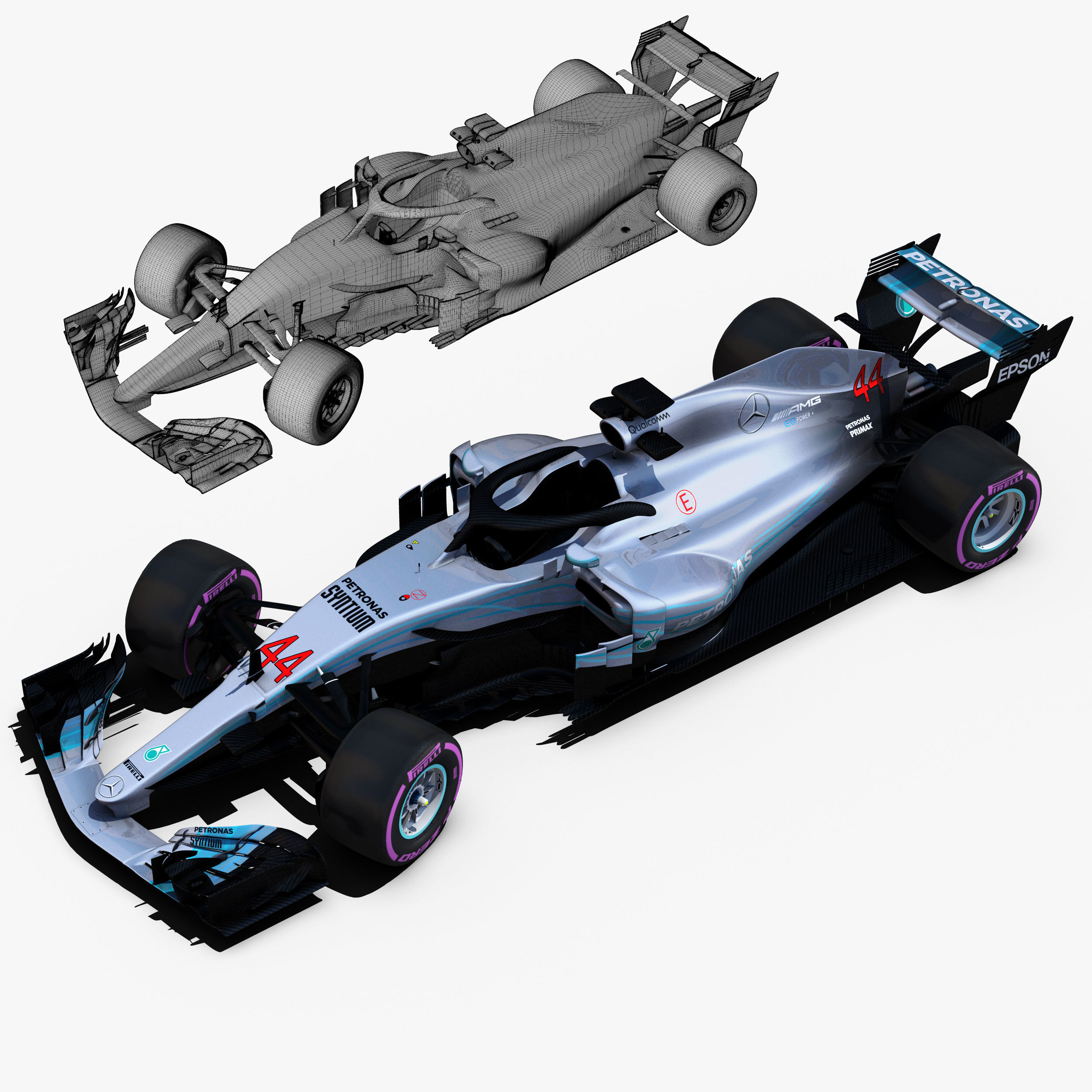Mercedes  W09  Car Low-poly 3D model_4