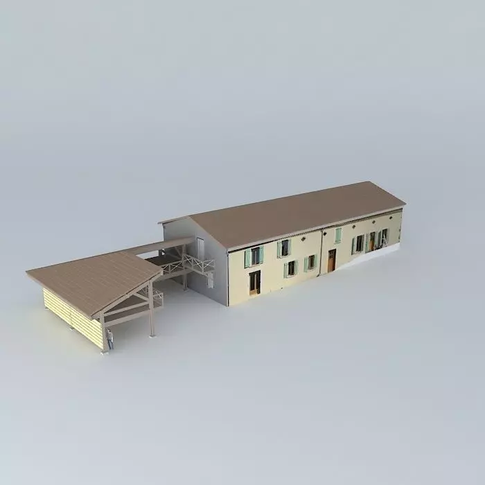 sheltered workshop and garage extension Free 3D model_0