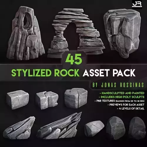 Stylized Rock Asset Pack by J Roscinas Low-poly 3D model