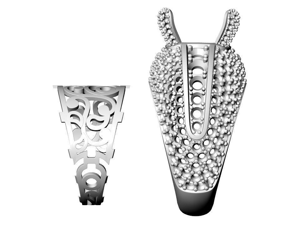 Big Stone and Pave Ring  3D print model_5