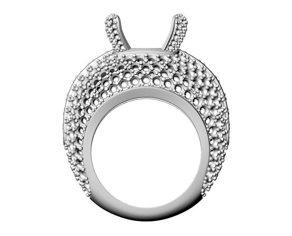 Big Stone and Pave Ring  3D print model_6