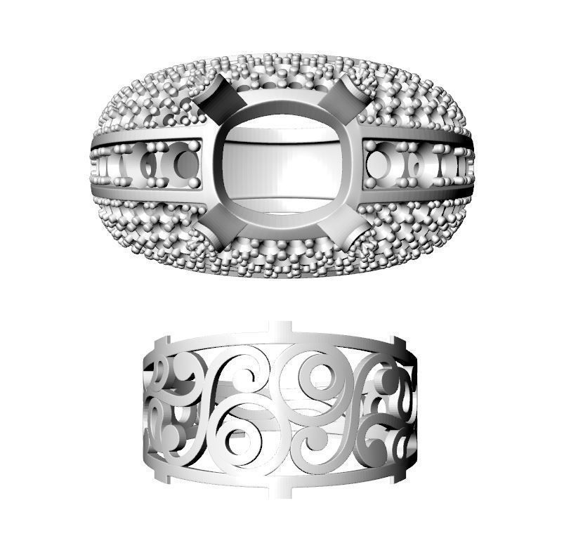 Big Stone and Pave Ring  3D print model_4