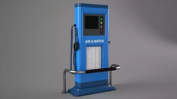 Air and Water Kiosk - Gas Station Type 3D model