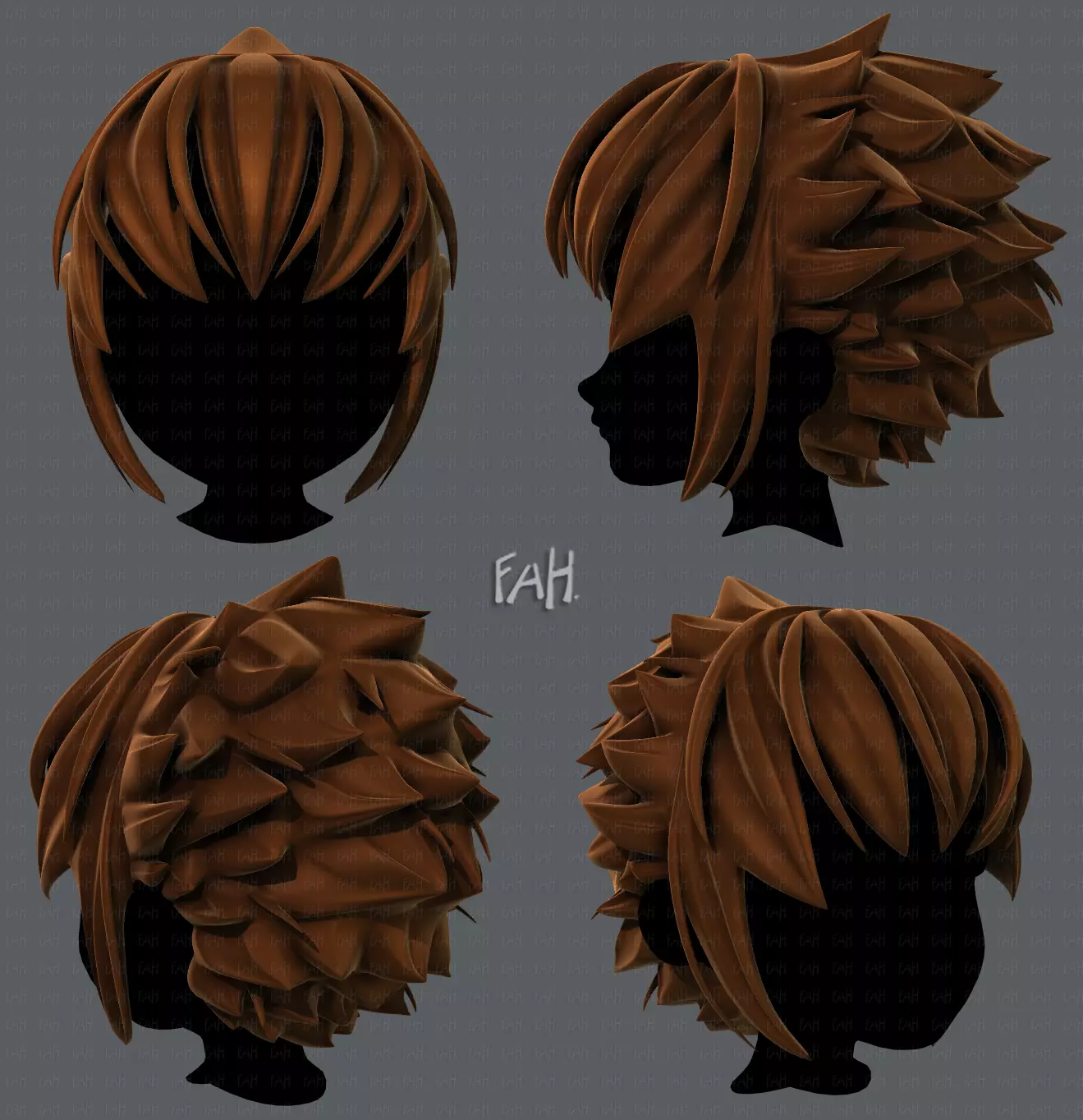 3D Hair style for boy V47 Low-poly 3D model_0