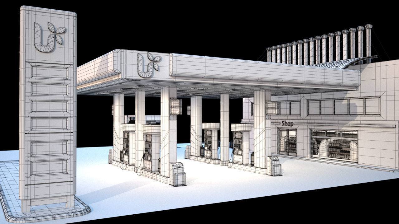 High Detailed Gas Station 3D model_1