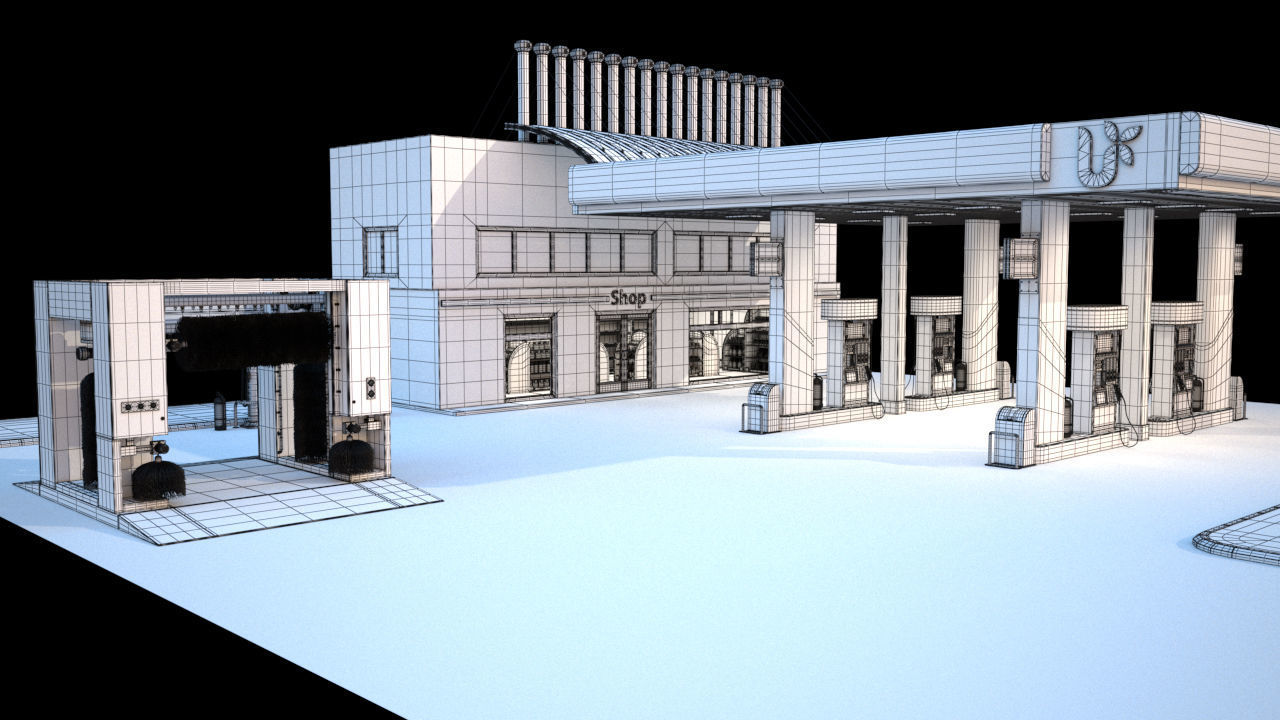 High Detailed Gas Station 3D model_3