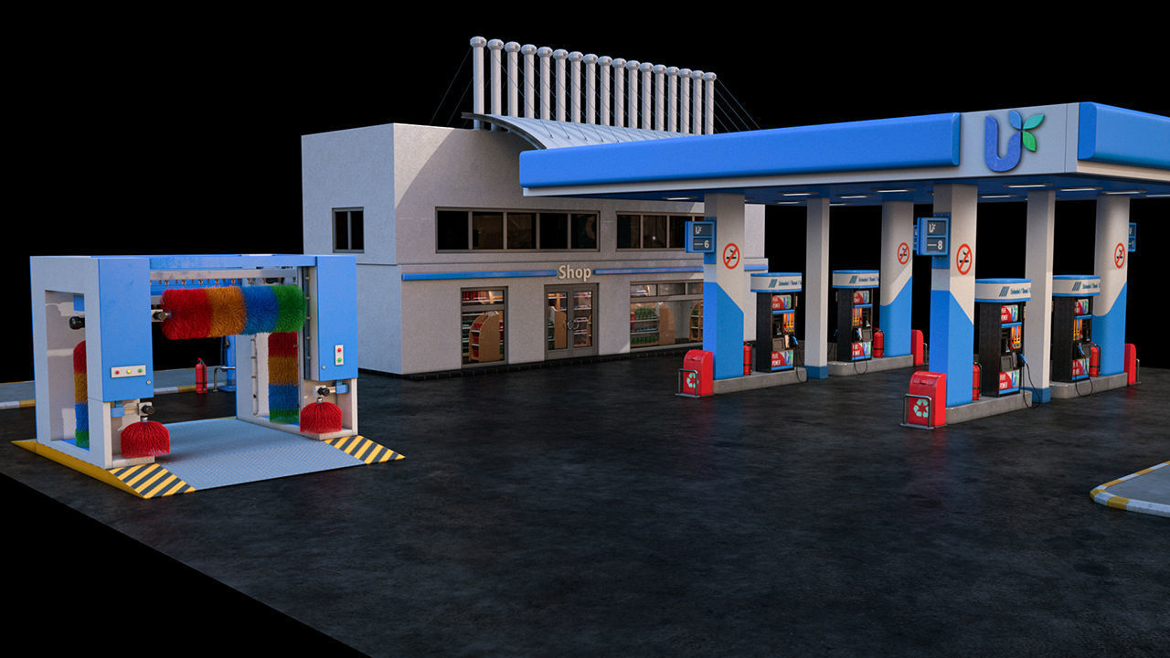 High Detailed Gas Station 3D model_2