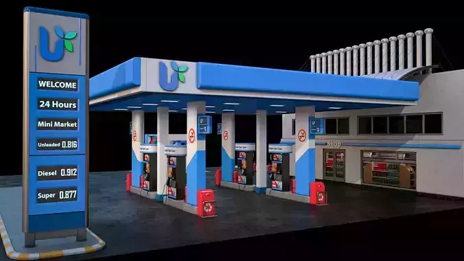 High Detailed Gas Station 3D model