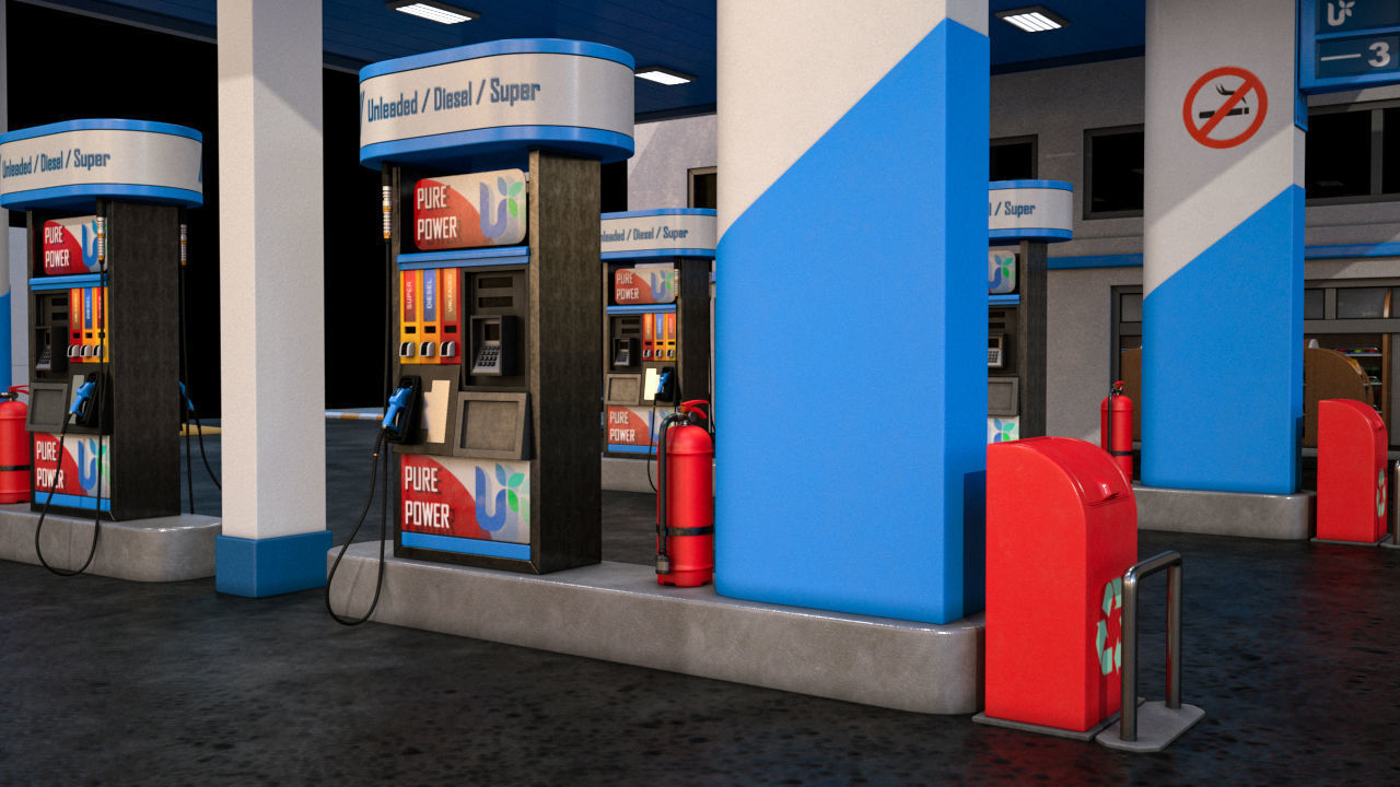 High Detailed Gas Station 3D model_4