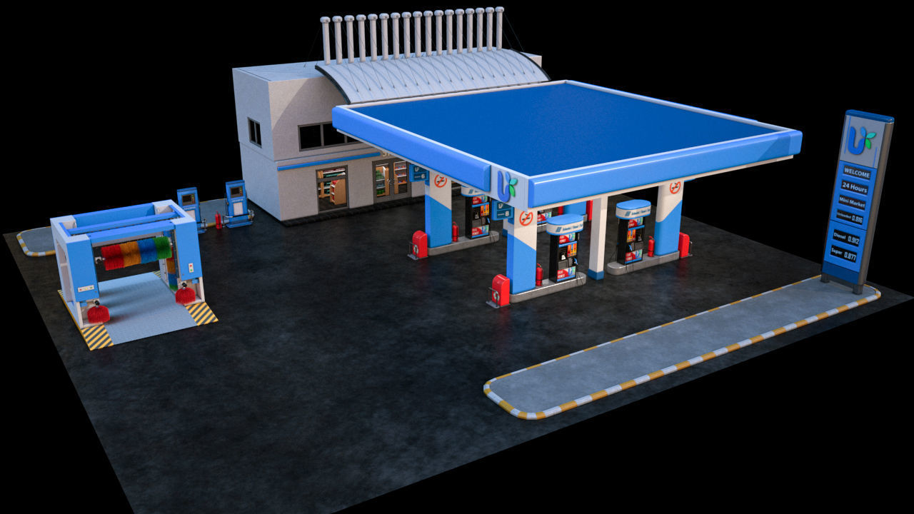 High Detailed Gas Station 3D model_42