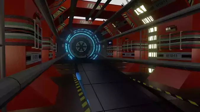 Pipeline-Corridors-hall from STAR Labs  Low-poly 3D model