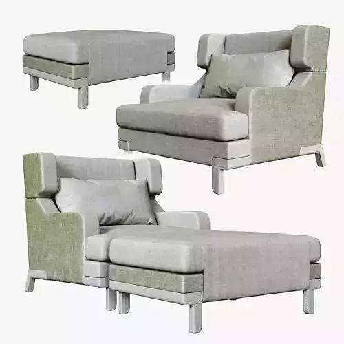 Fauteuil Basil Pouf Otto 3D model