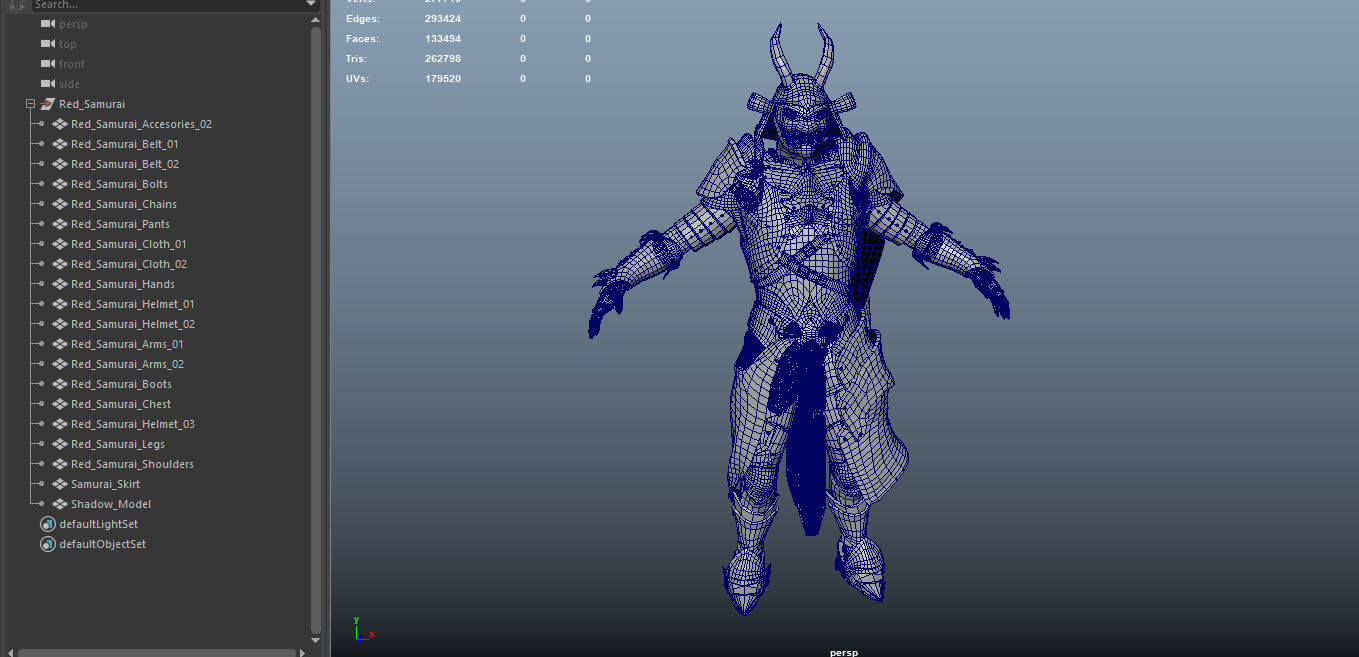 Red Samurai Low-poly 3D model_21
