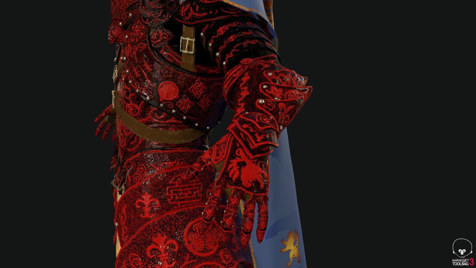 Red Samurai Low-poly 3D model_14