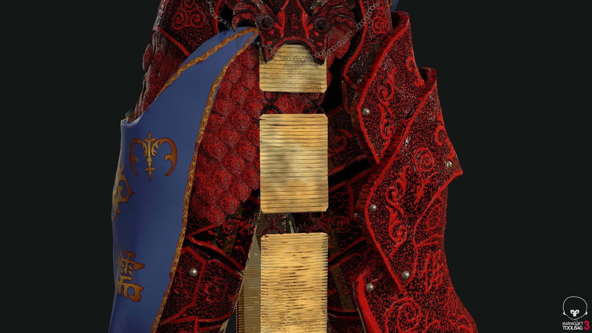 Red Samurai Low-poly 3D model_11