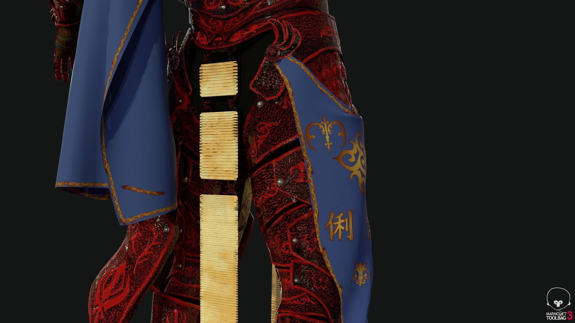 Red Samurai Low-poly 3D model_18