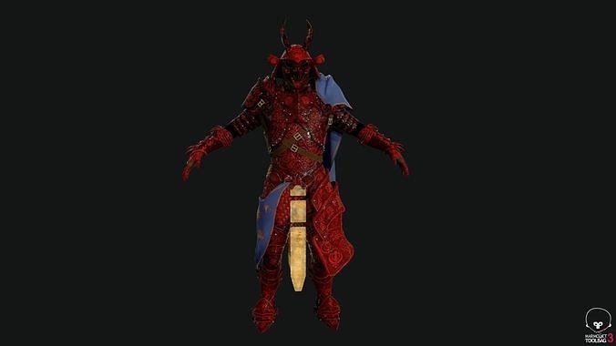 Red Samurai Low-poly 3D model