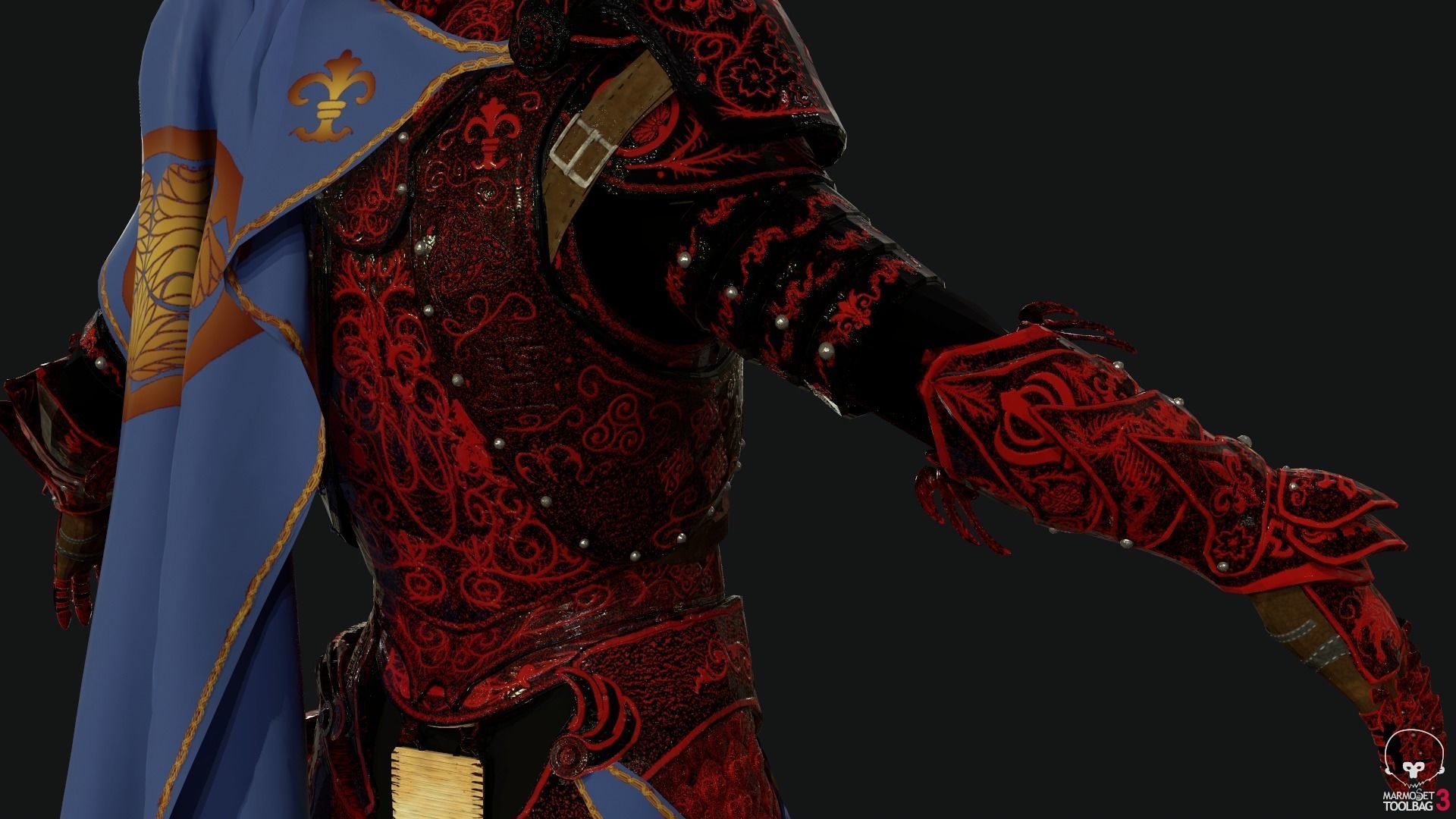 Red Samurai Low-poly 3D model_17