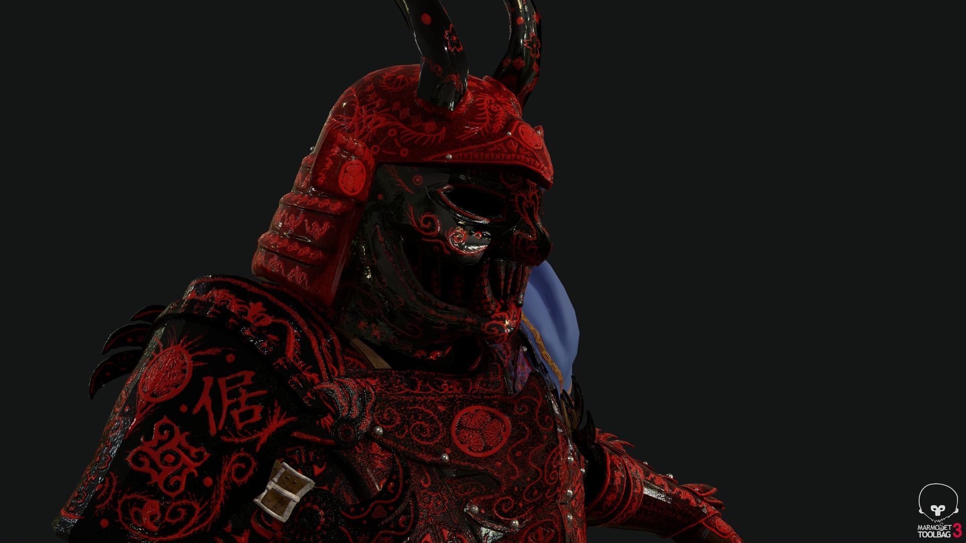 Red Samurai Low-poly 3D model_15