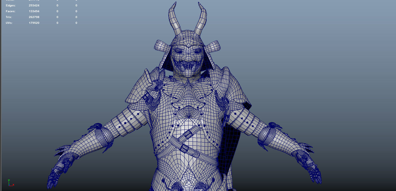 Red Samurai Low-poly 3D model_22