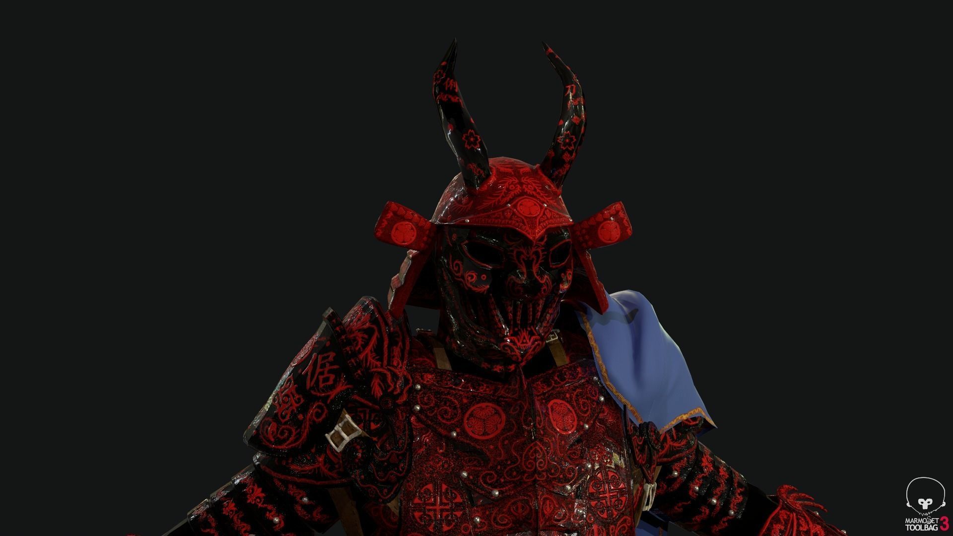 Red Samurai Low-poly 3D model_8