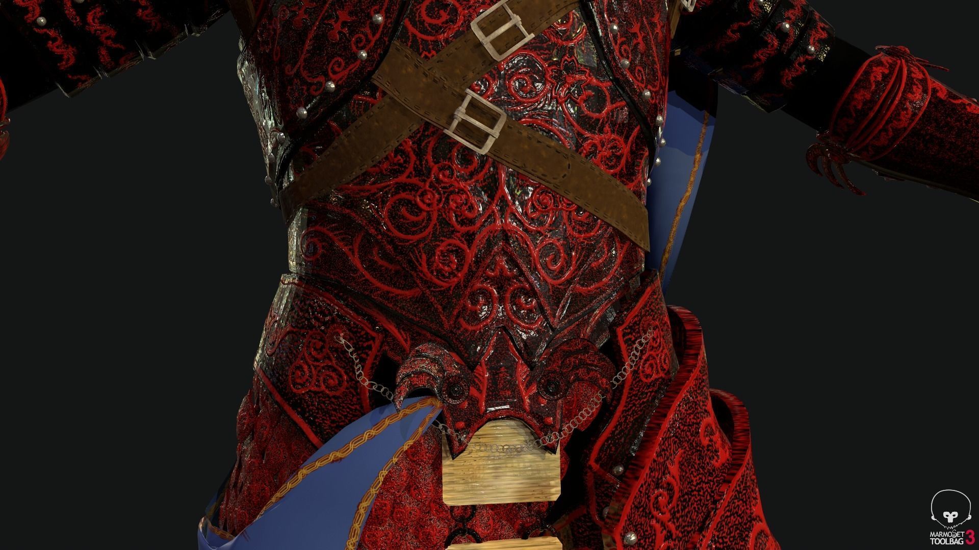 Red Samurai Low-poly 3D model_10