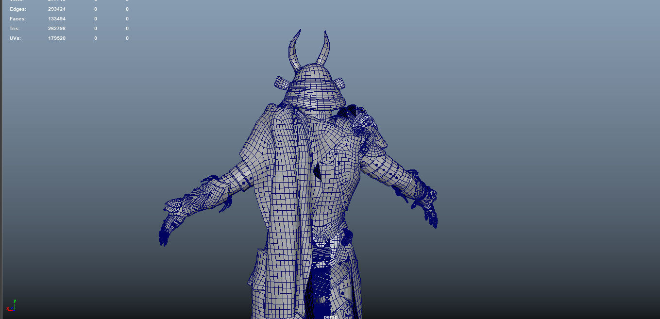 Red Samurai Low-poly 3D model_24