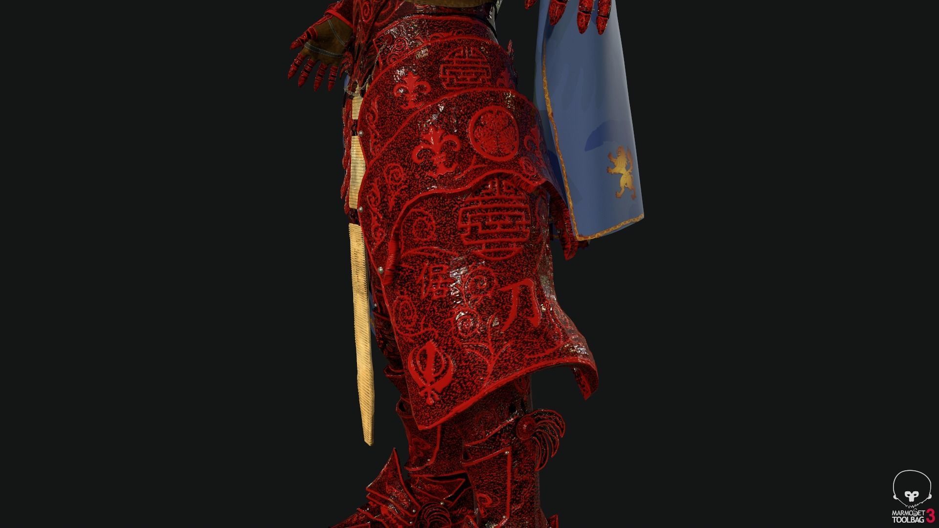 Red Samurai Low-poly 3D model_13