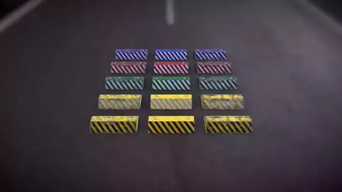 Concrete Traffic Lane Separator - 4K PBR - Pack