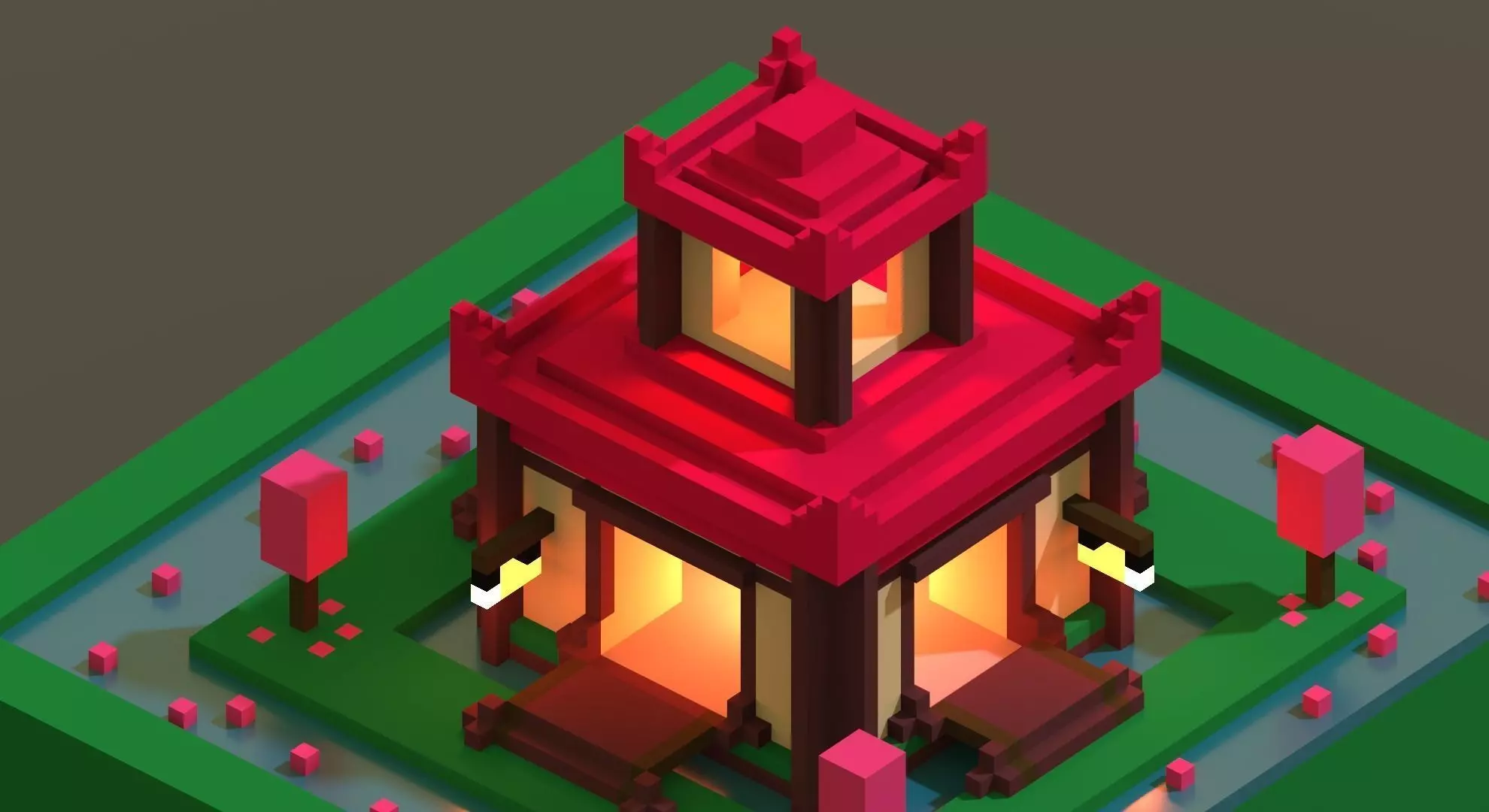 Japanese Sacred Temple Low-poly 3D model