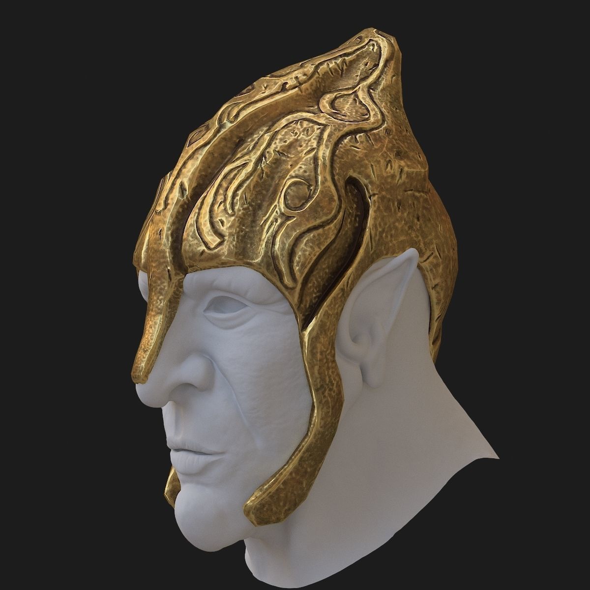 Helmet golden 3D model_1