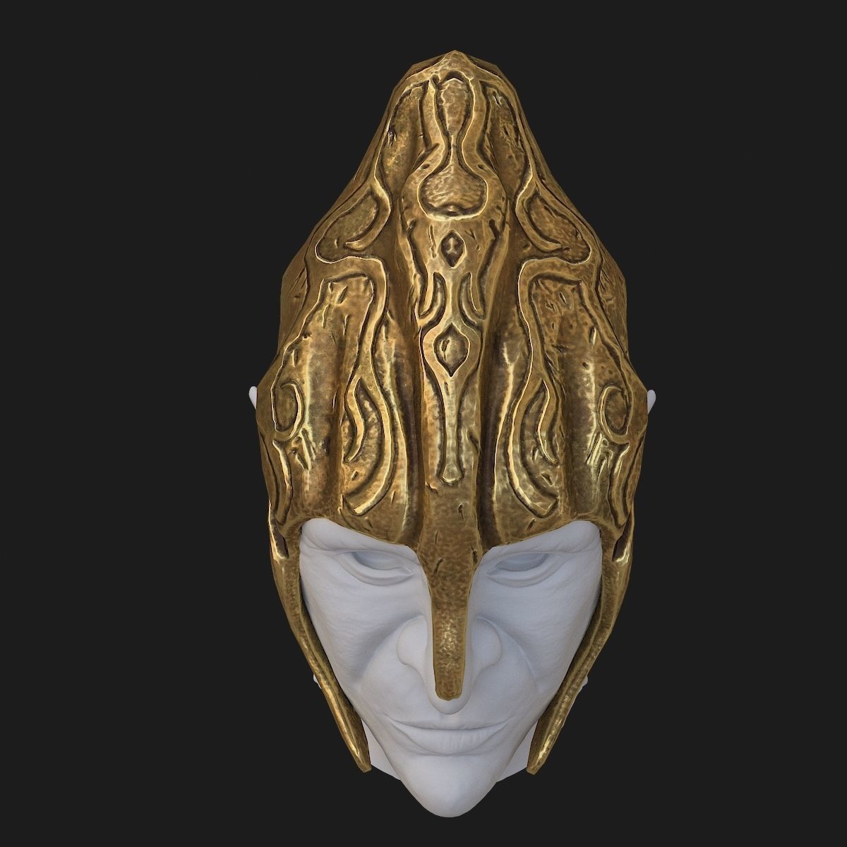 Helmet golden 3D model_5