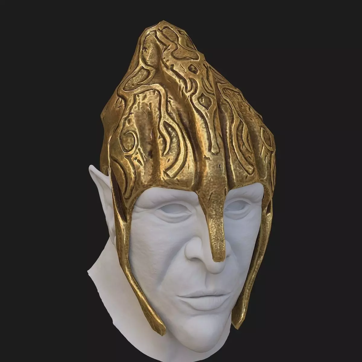 Helmet golden 3D model_0
