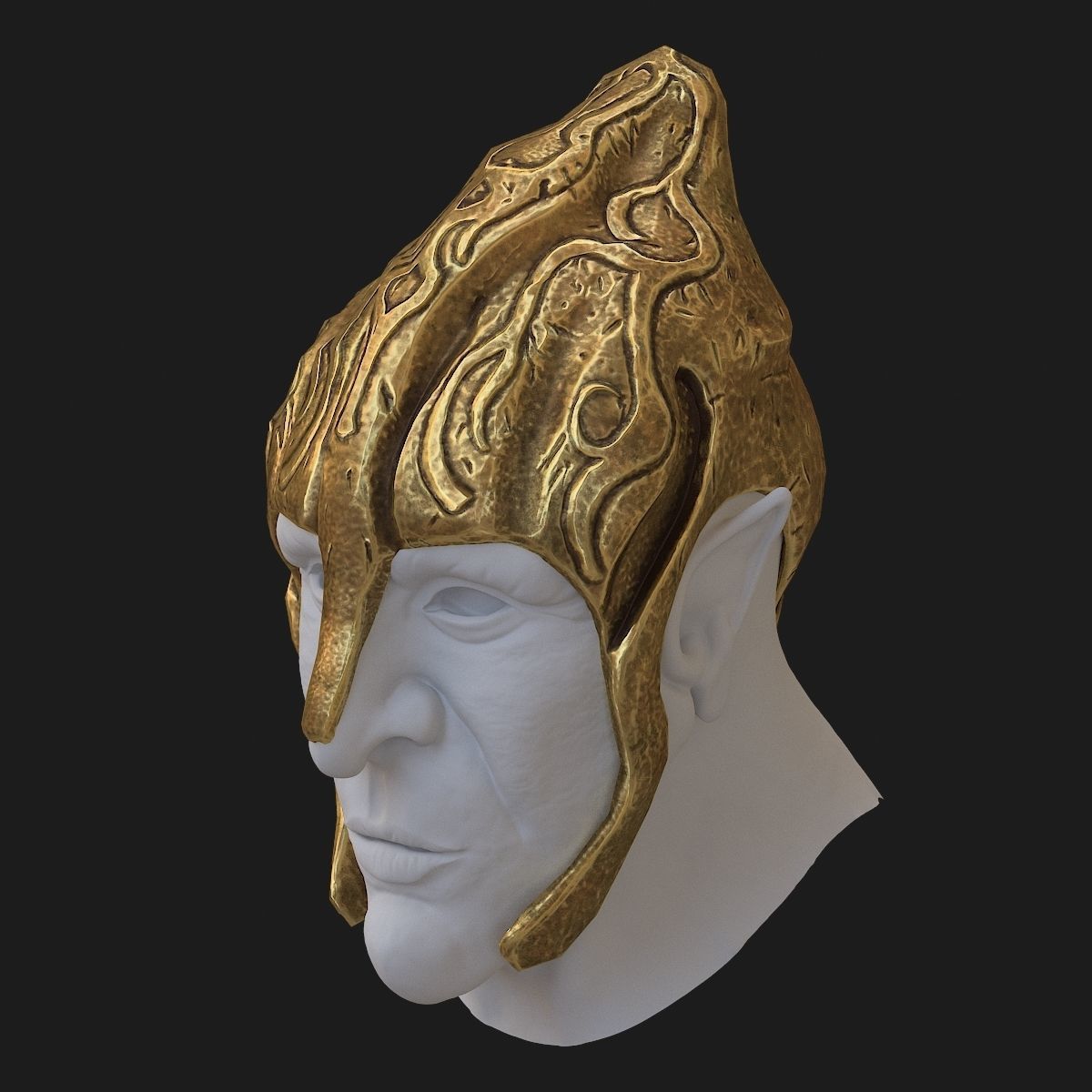 Helmet golden 3D model_6