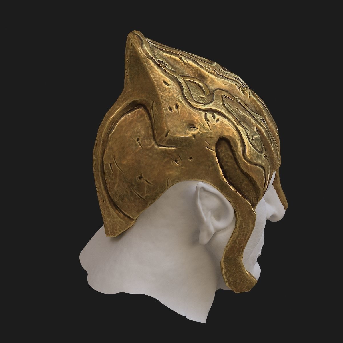 Helmet golden 3D model_4