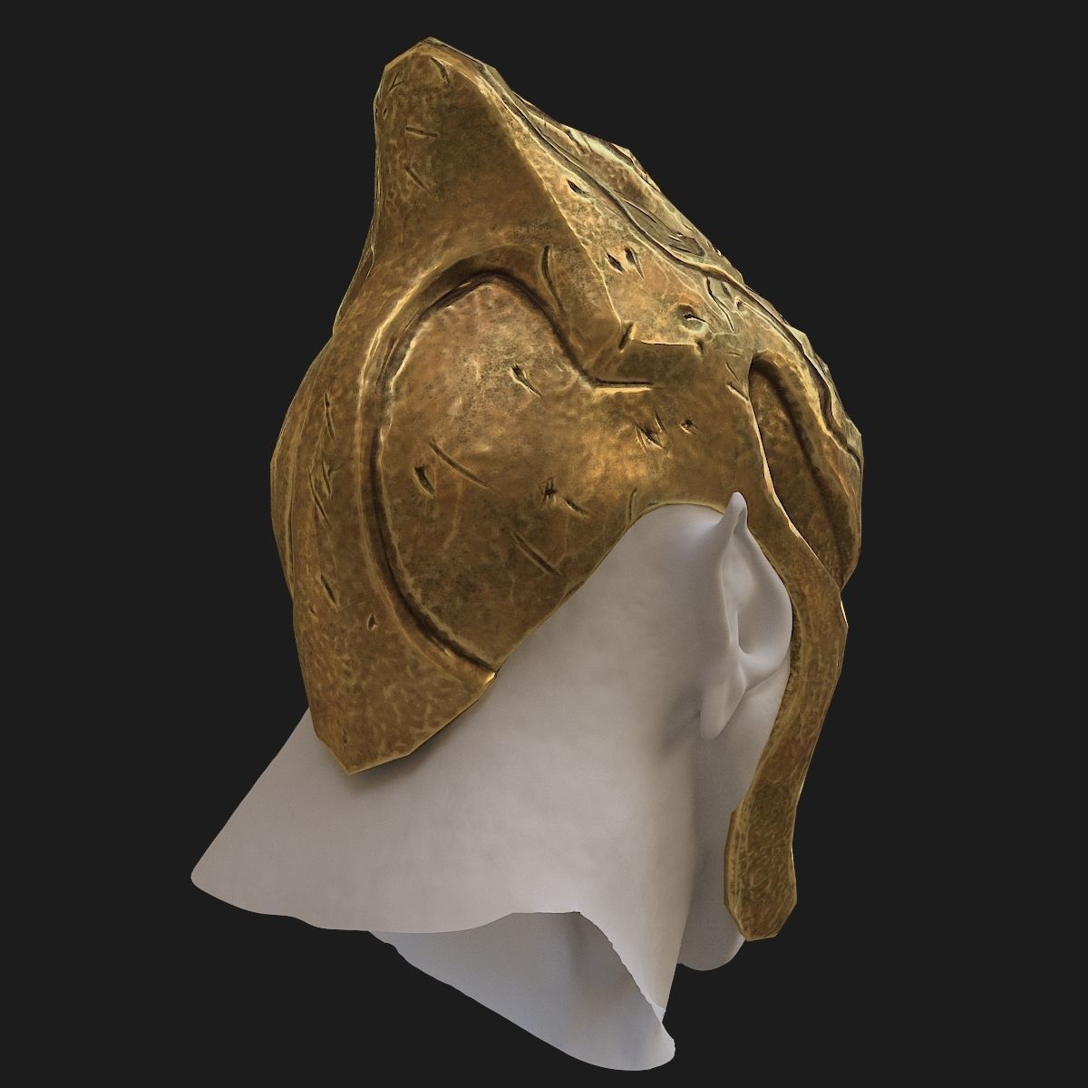 Helmet golden 3D model_3