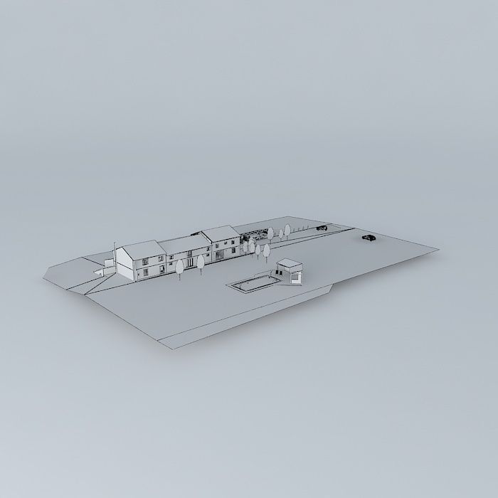 Renovation Designers cottage and pool Free 3D model_4