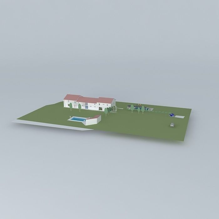 Renovation Designers cottage and pool Free 3D model_1