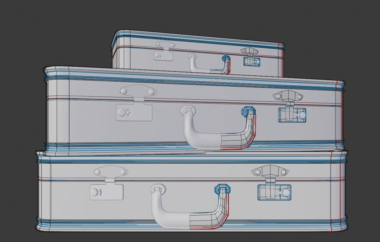 retro suitcases 3d model Low-poly 3D model_9