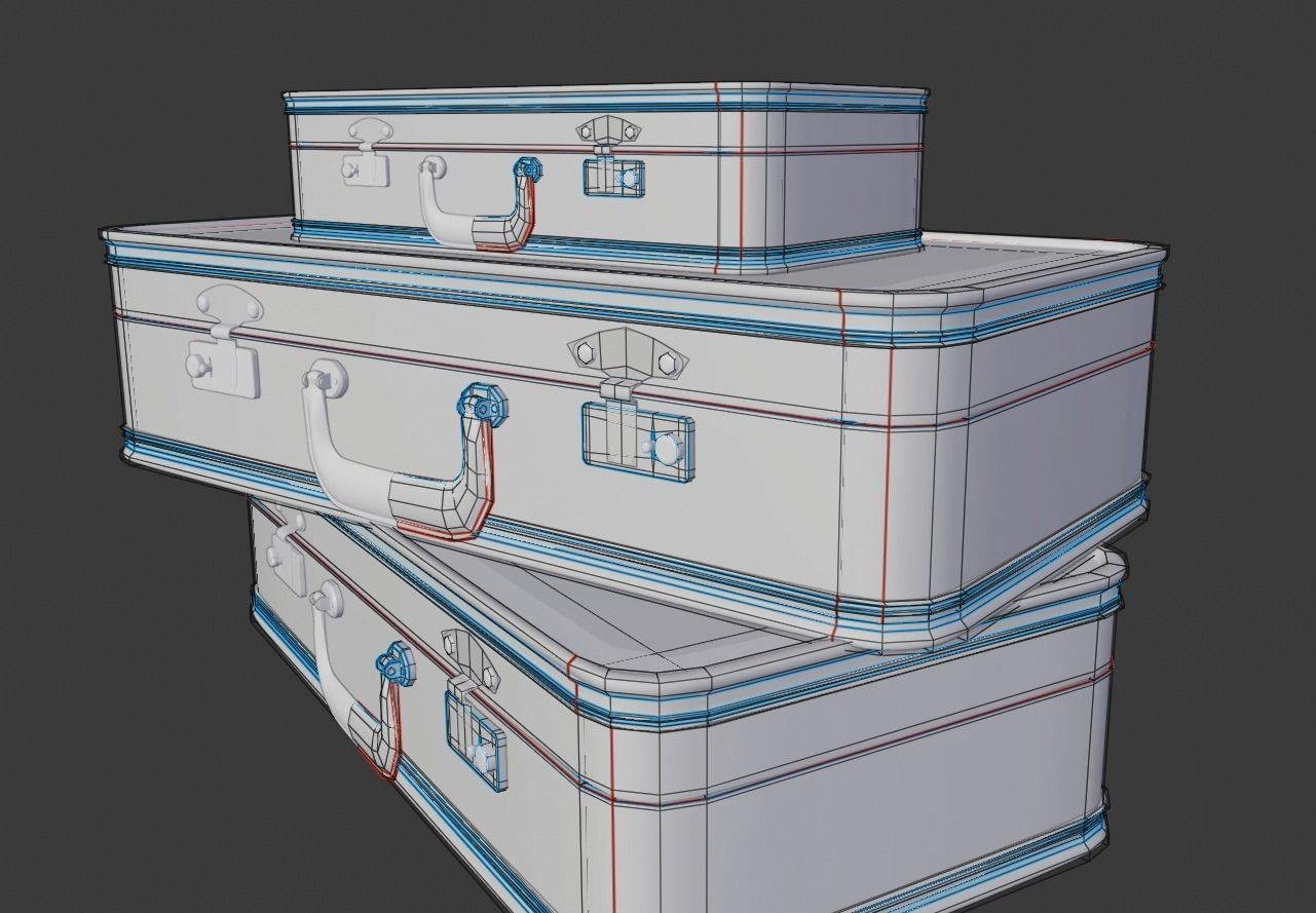 retro suitcases 3d model Low-poly 3D model_7