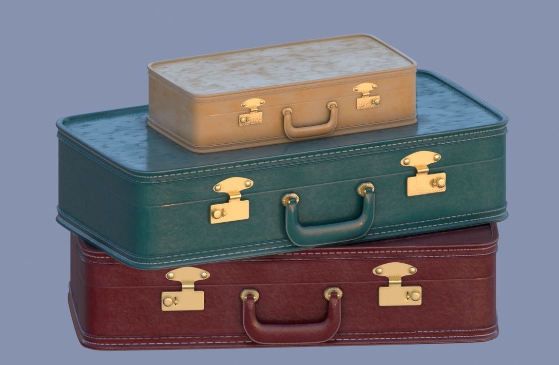 retro suitcases 3d model Low-poly 3D model_5