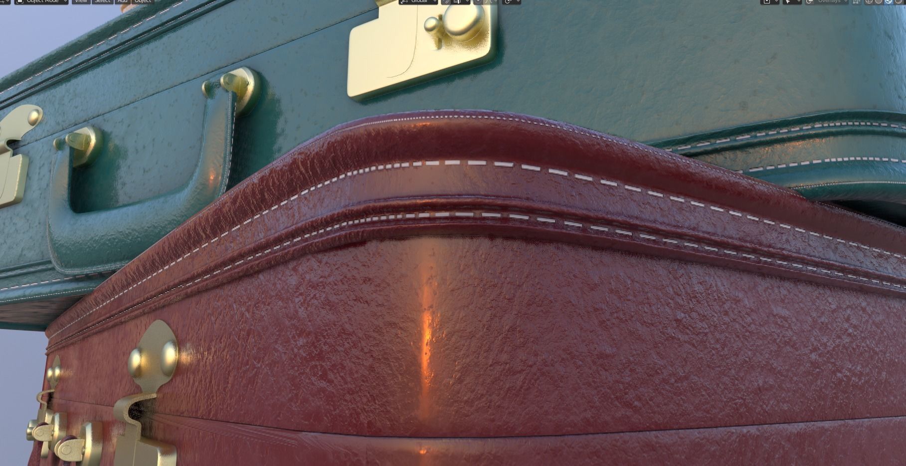 retro suitcases 3d model Low-poly 3D model_4