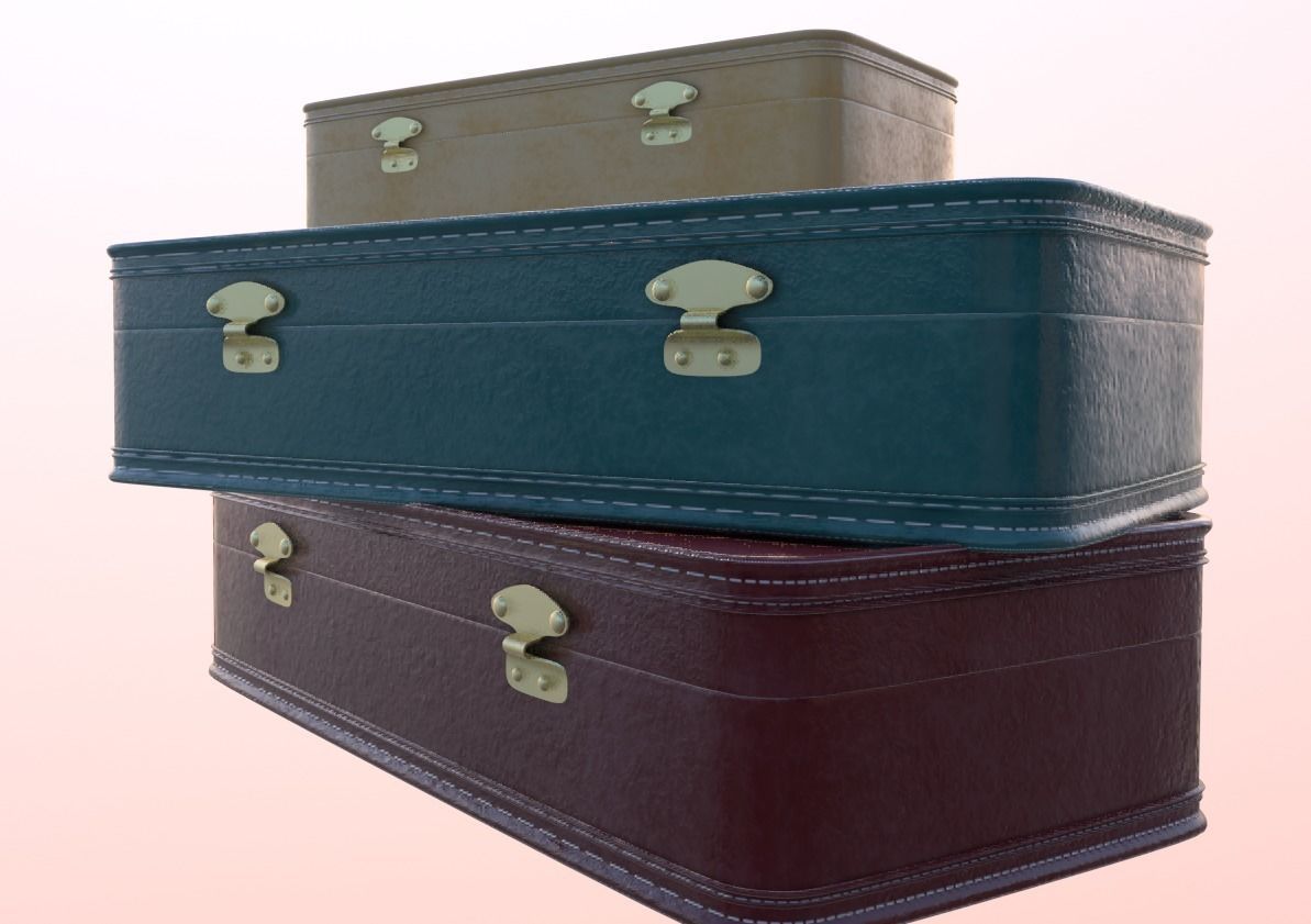 retro suitcases 3d model Low-poly 3D model_6