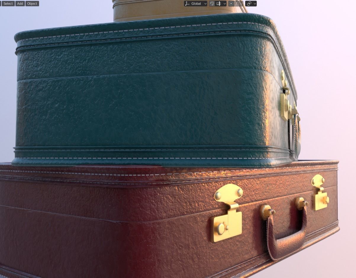 retro suitcases 3d model Low-poly 3D model_1