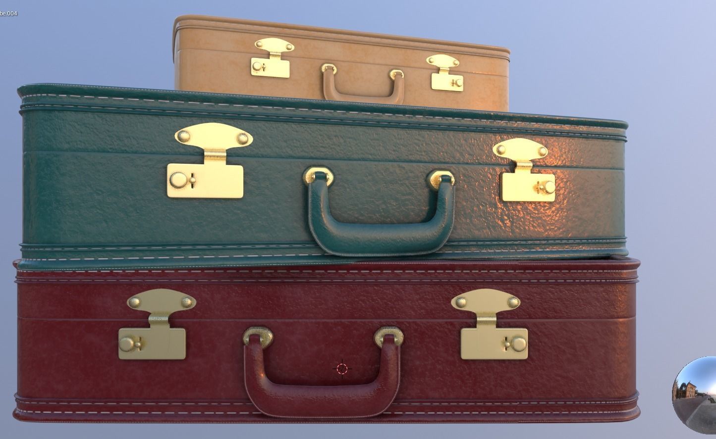 retro suitcases 3d model Low-poly 3D model_11