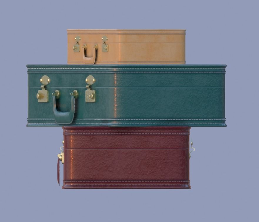retro suitcases 3d model Low-poly 3D model_3