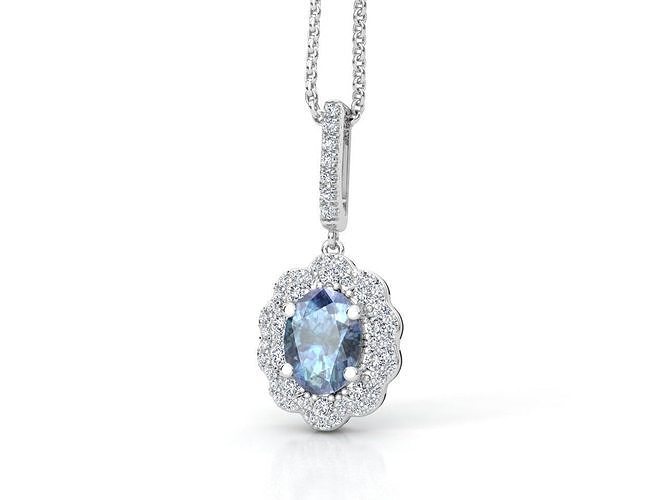 SPP001 topaz and diamond pendant 3D print model