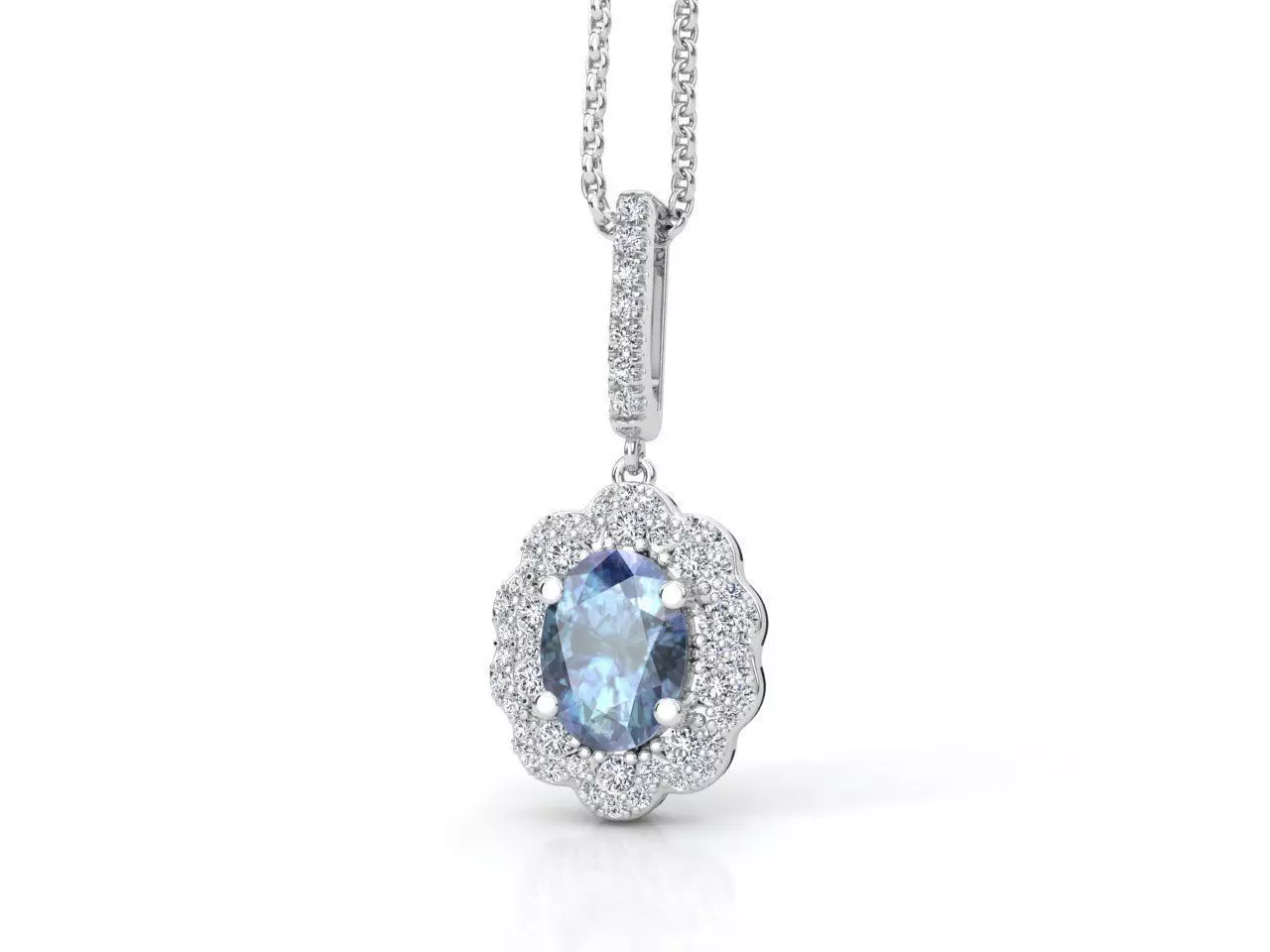 SPP001 topaz and diamond pendant 3D print model
