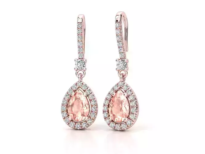 SPE001 pear shaped morganite and diamond earrings in rose gold