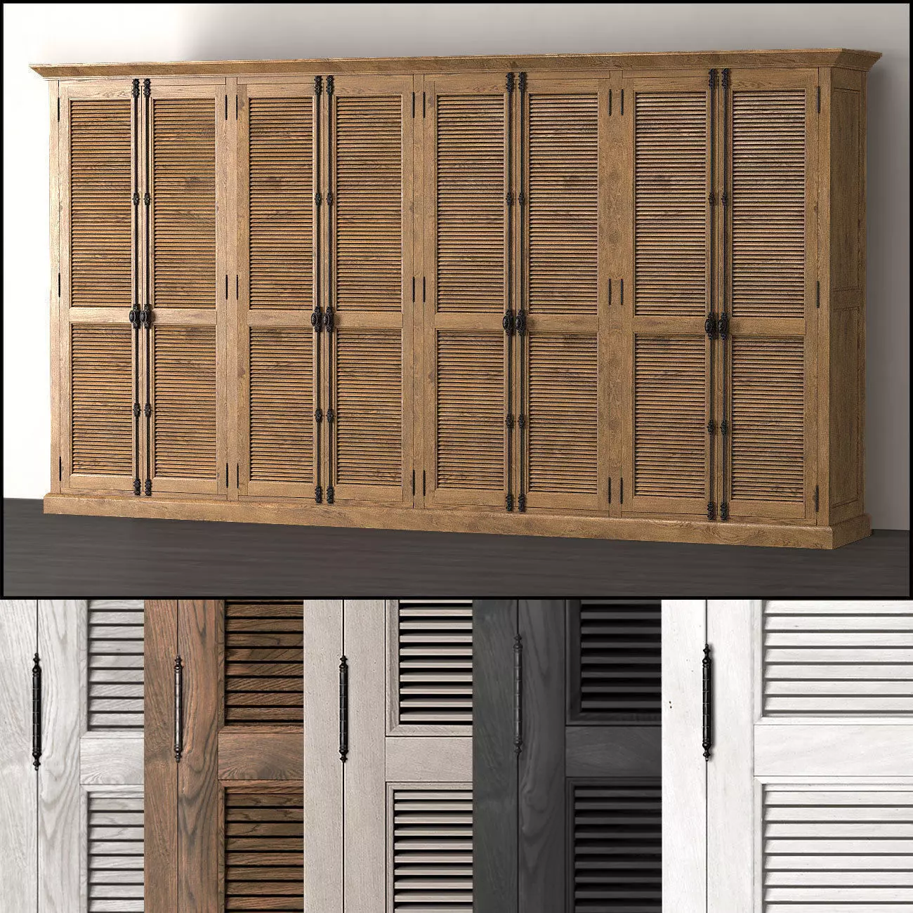 Shutter 8-door Cabinet 3D model_0